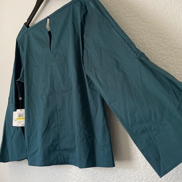 NWT LAUNDRY By Shelli Segal Teal Square Neck Poplin Top Reflecting Pond - Picture 6 of 8